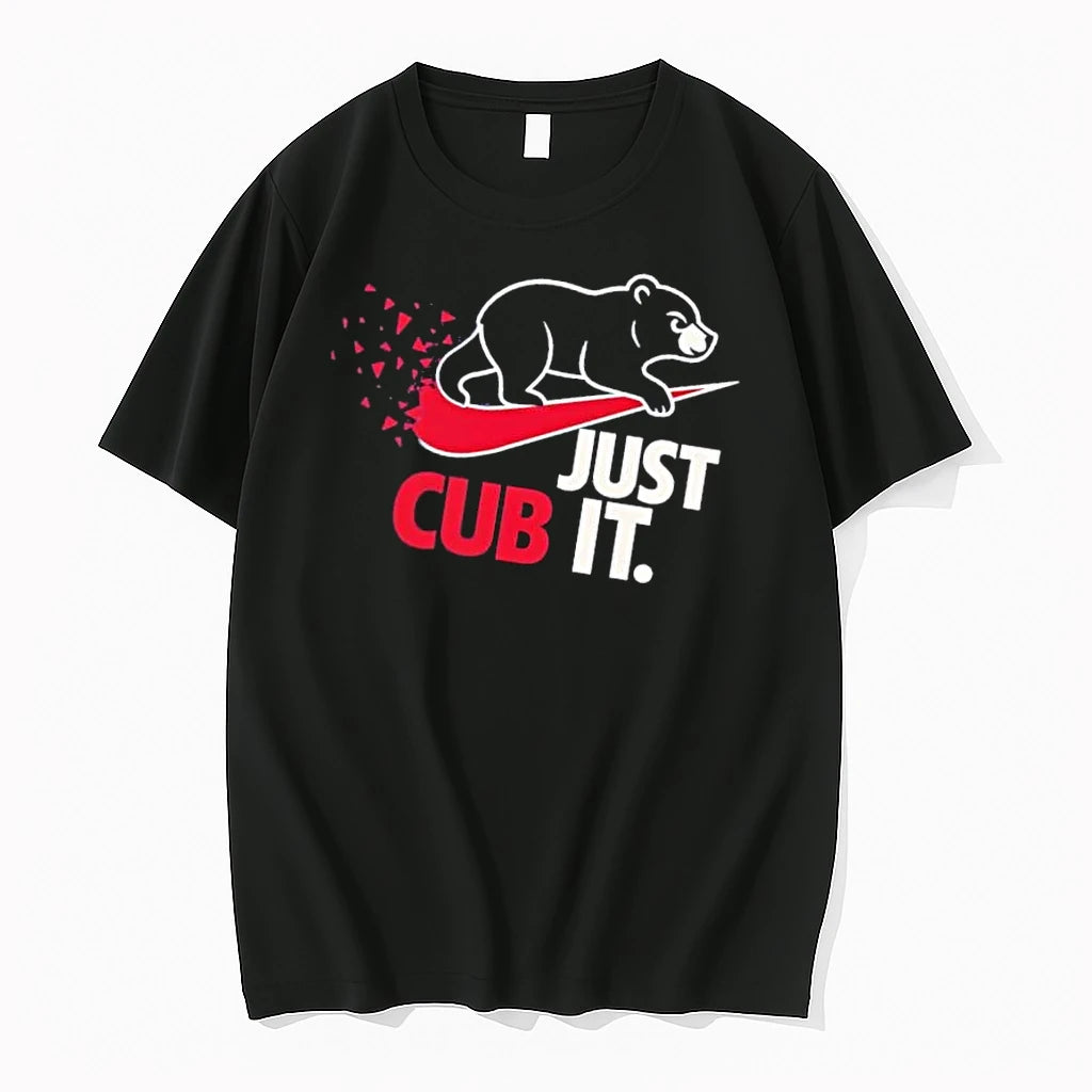 Officials Just Cub It Black Bear Walking On Disintegrating Red Swoosh Logo Mens