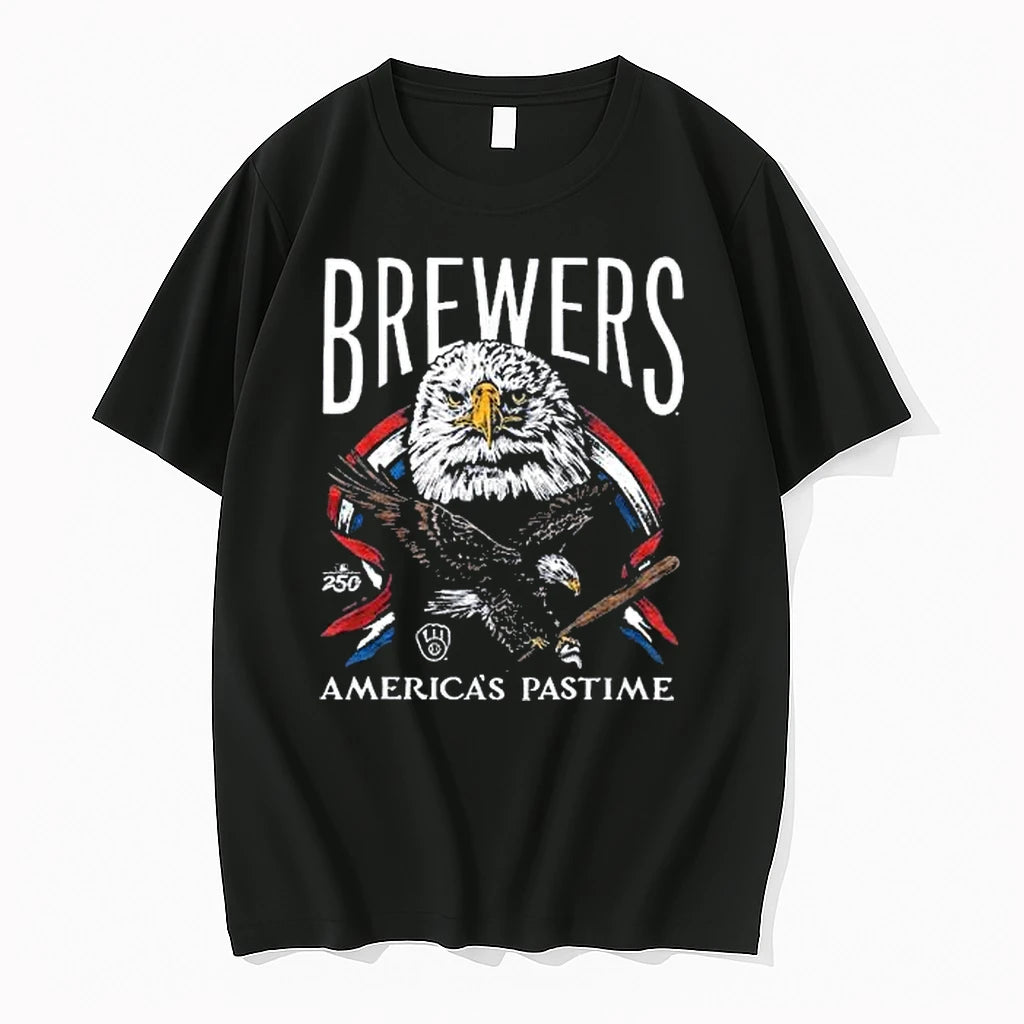 Officials Milwaukee Brewers Americas Pastime Tri Blend Black T Shirt Sweater