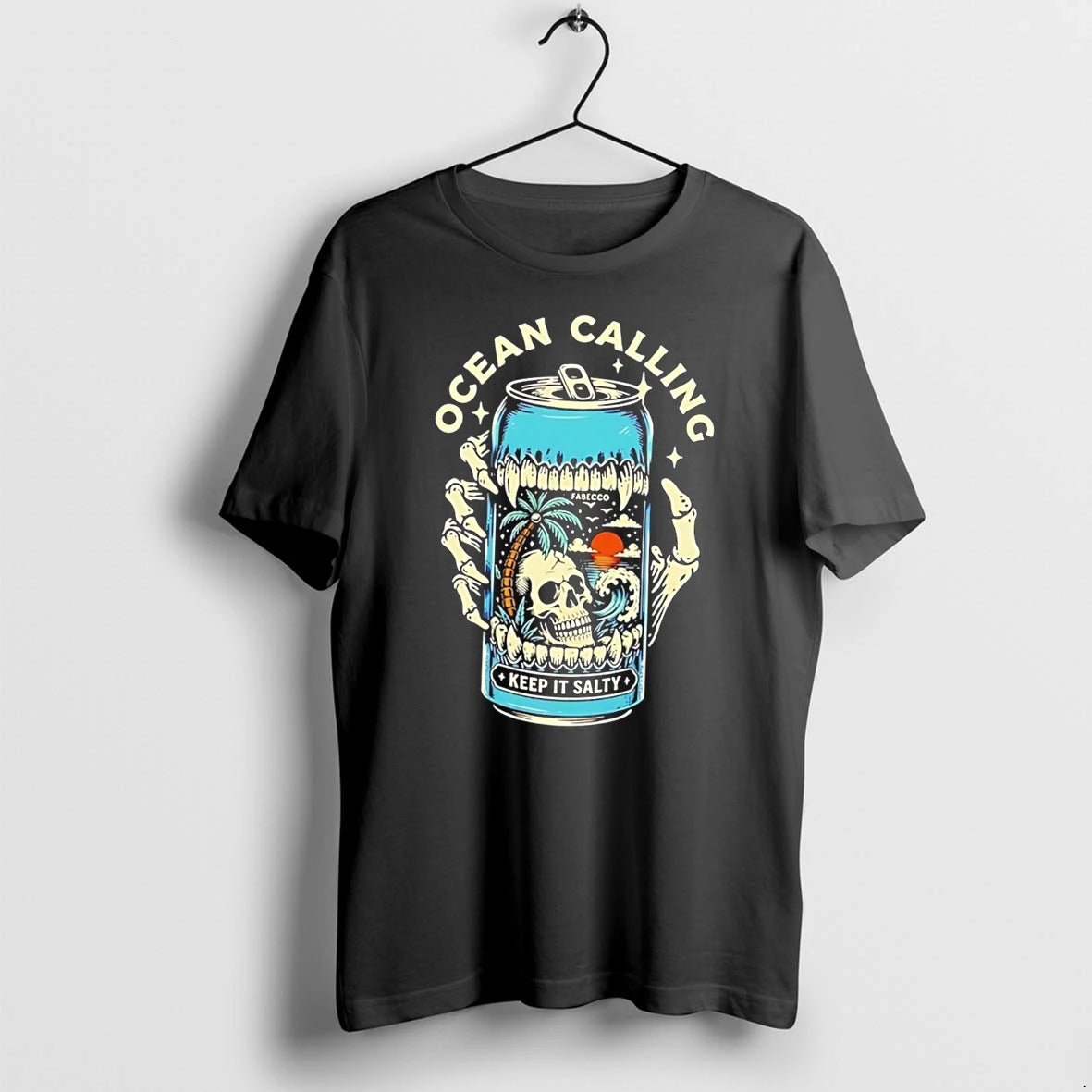 Officials Ocean Calling Keep It Salty Skull Palm Tree Tee Premium T Shirt