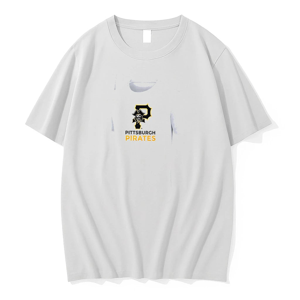 Officials Pittsburgh Pirates Logo Skull Bat Crossed Baseball White Mens Premium T Shirt
