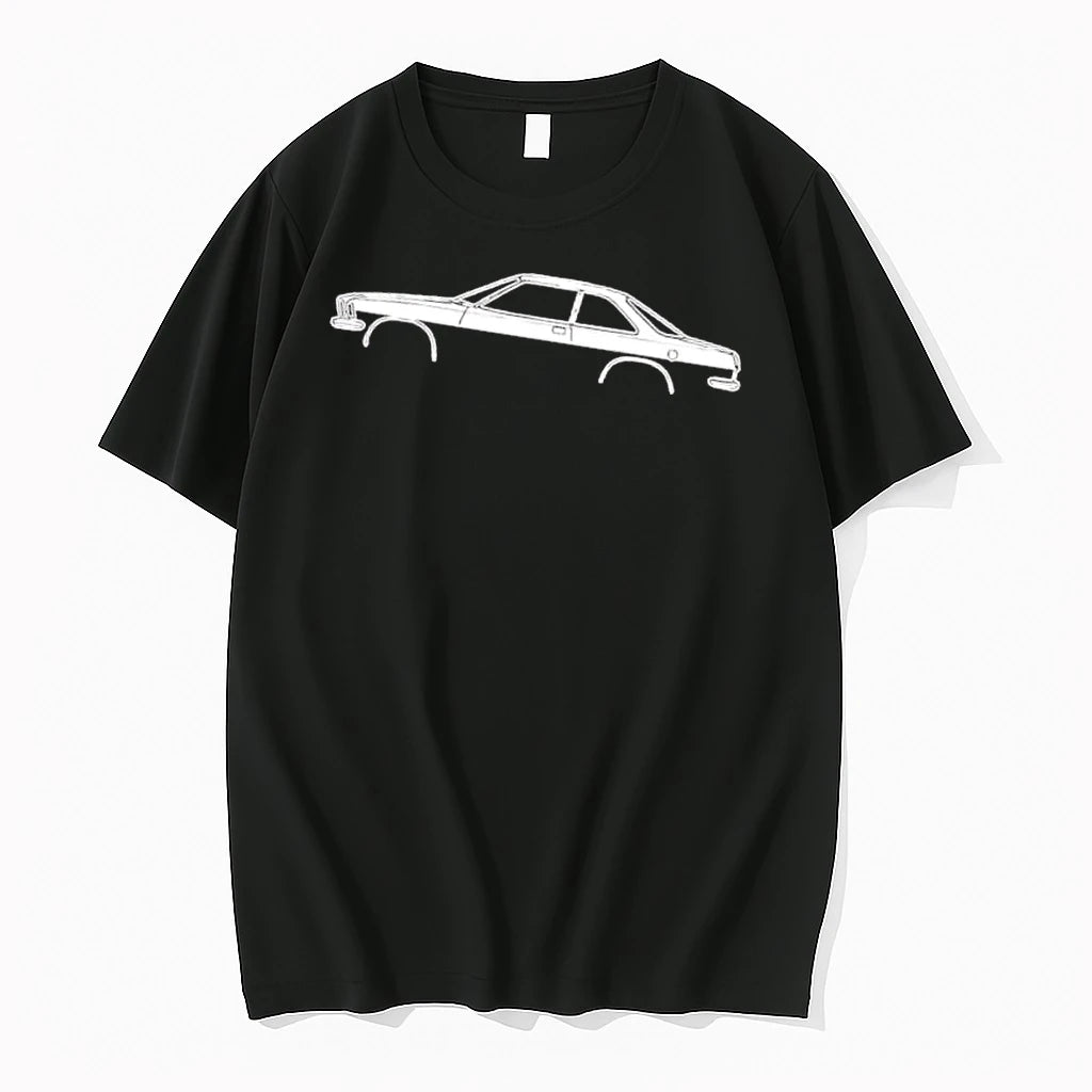 Officials Retro Vintage Classic Coupe Car Side Profile White Line Art Mens