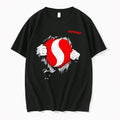 Officials Safeway Hands Tearing Open Black Chest Revealing Red White Logo Mens
