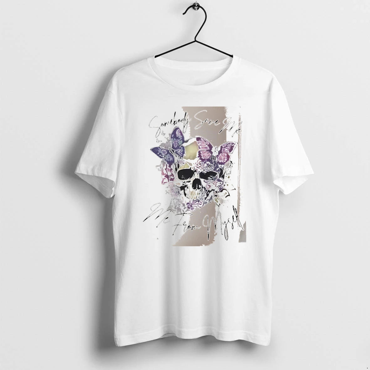 Officials Somebody Save Me Me From Myself Skull Butterflies White Premium T Shirt