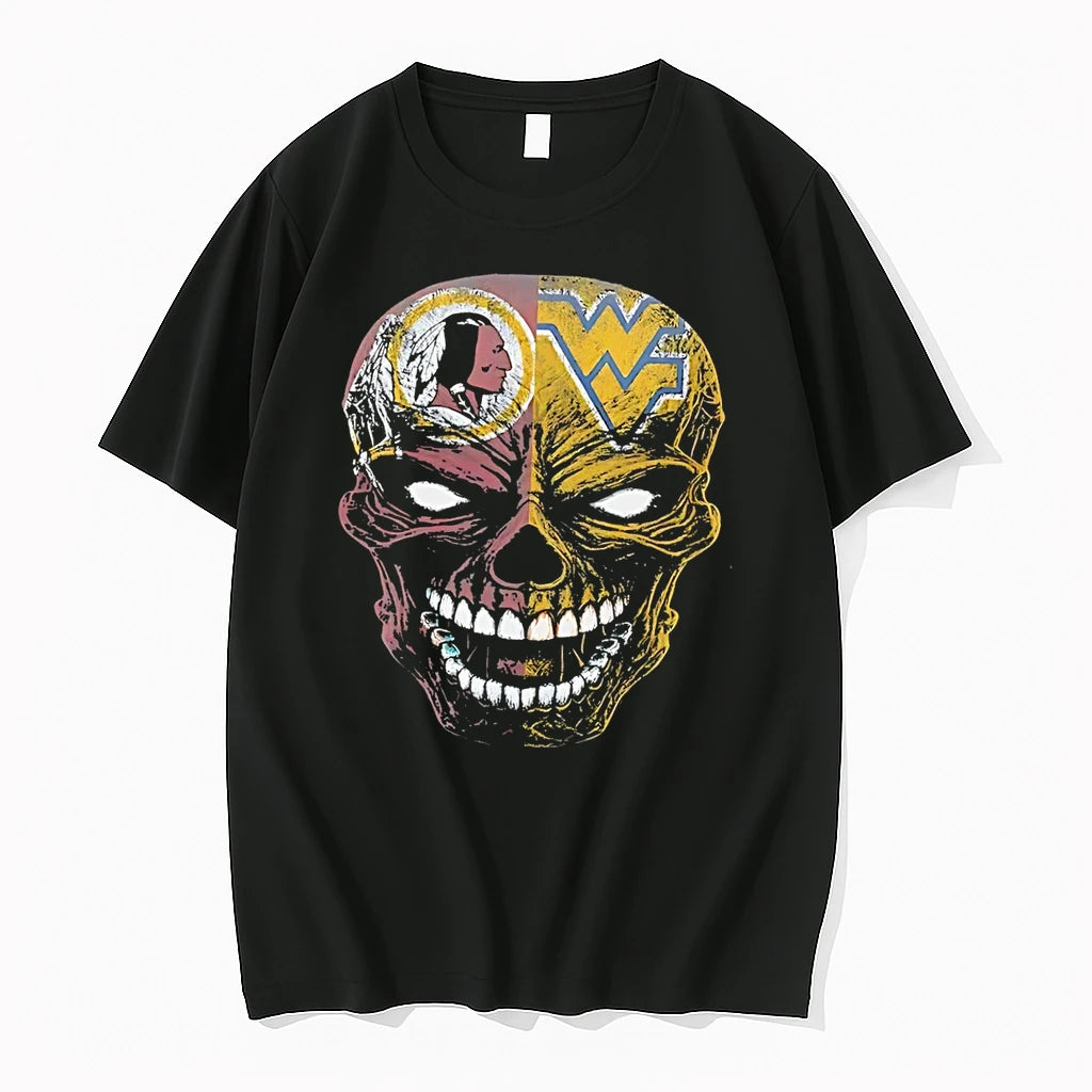 Officials Washington Redskins West Virginia Mountaineers Skull Black Premium T Shirt