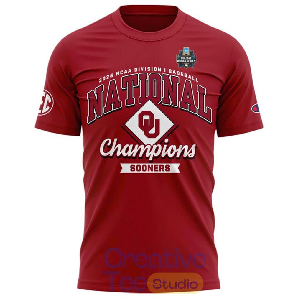 Oklahoma Sooners Red 3X College World Series Champions T-Shirt