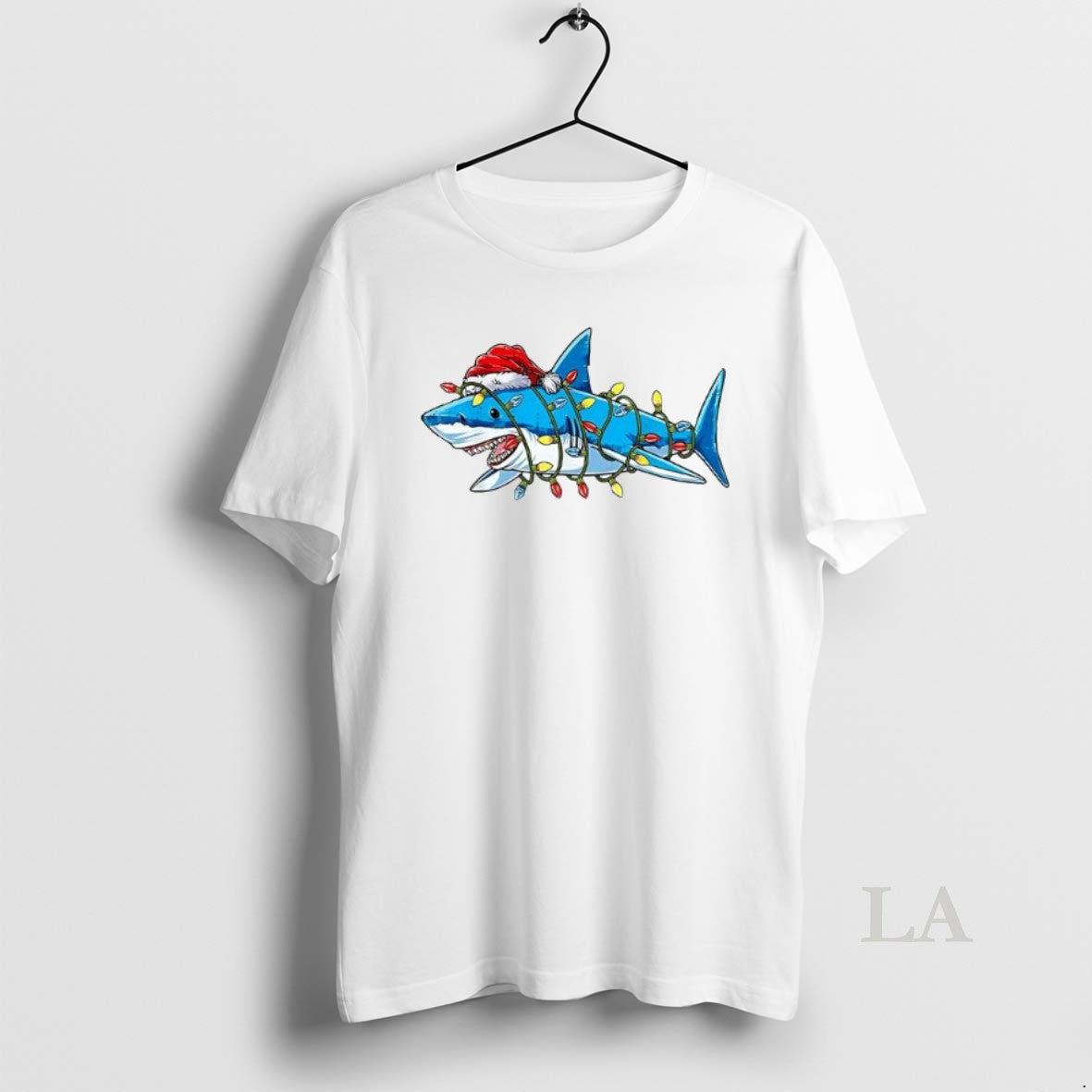 Original Christmas Lights Shark Print