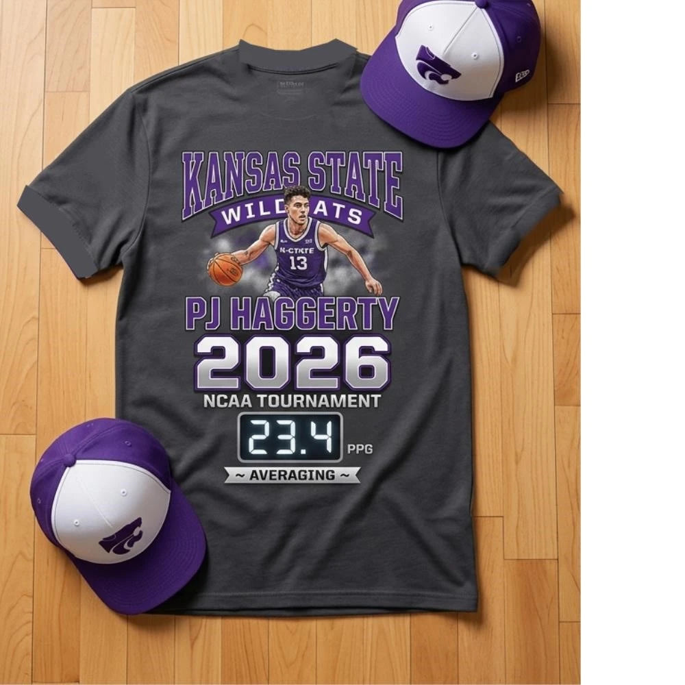 Original PJ Haggerty Kansas State 23.4 PPG 2026 NCAA Tournament Graphic T-Shirt