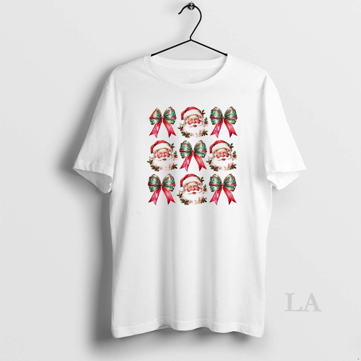 Original Santa And Christmas Bow Pattern Holiday White