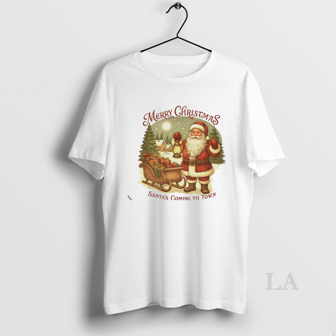 Original Santas Coming To Town Christmas Scene White