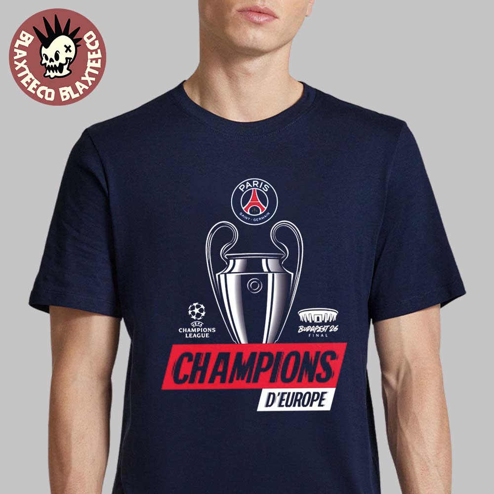 Paris Saint-Germain PSG UEFA Champions League Champions d’Europe 2026 Trophy T-Shirt