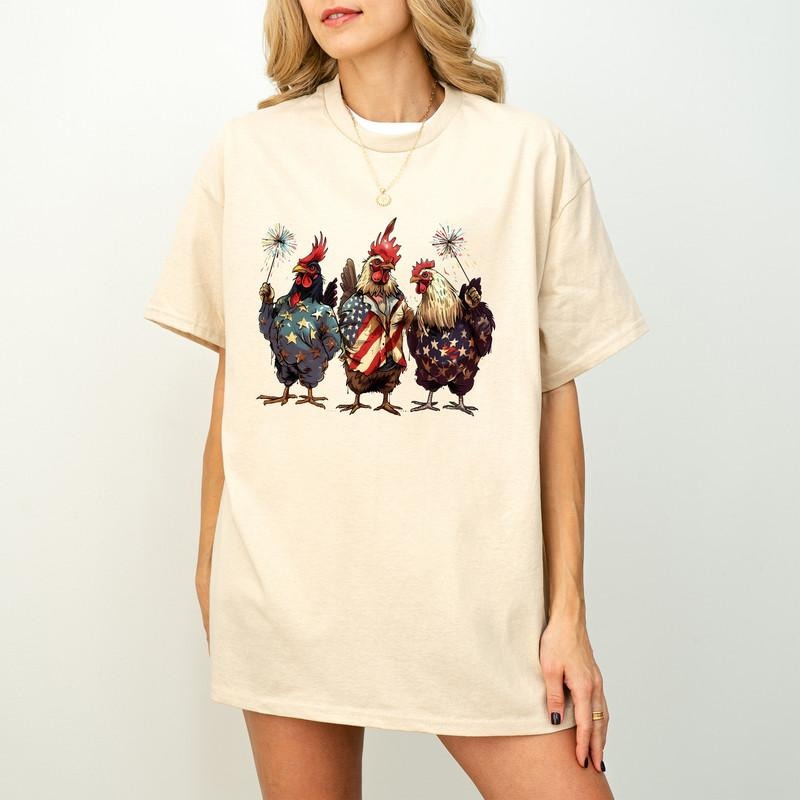Patriotic USA Chicken Shirt Retro American 4th July Shirt Independence Day Patriotic Shirt Retro American Shirt T-Shirts