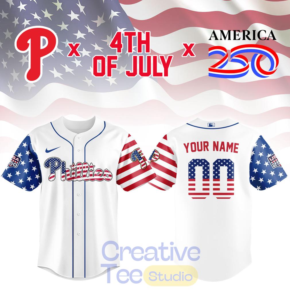 Philadelphia Phillies America250 4th of July Custom Jersey
