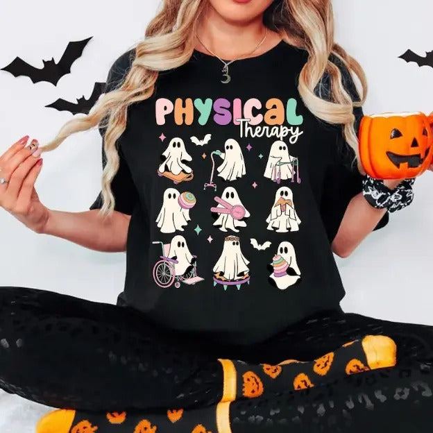 Physical Therapy Shirt PT Ghosts Shirt Halloween Physical Therapist Shirt Spooky PT Shirt PT Pta Shirt Doctor Physical Therapist Shirt T-Shirts