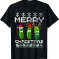Pickle Lover Xmas Lighting Santa Ugly Pickle T-Shirts