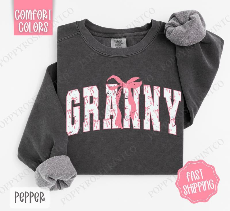 Pink Granny Bow Comfort Colors Cute T-Shirts