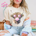 Pink Highland Cow Blowing Bubble DTF Transfers THIS IS NOT SHIRT T-Shirts