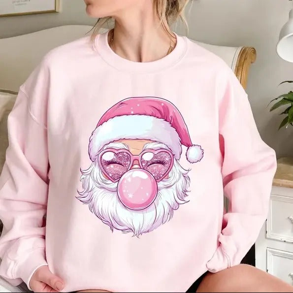 Pink Santa Claus Vintage Santa Bubble Gum T-Shirts