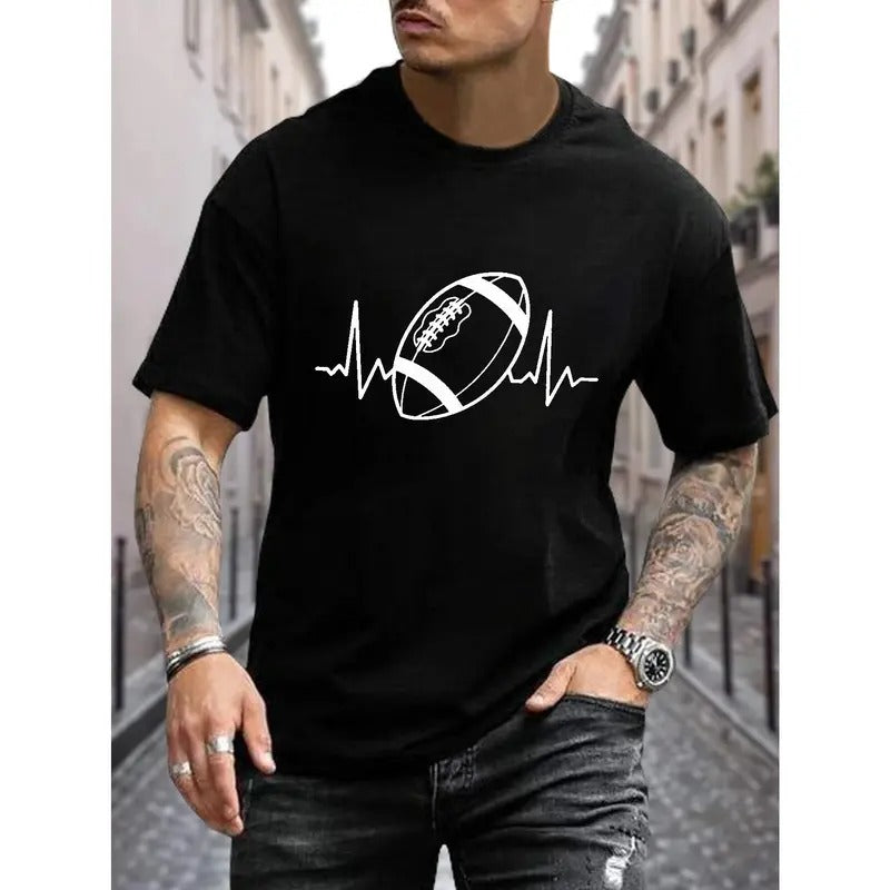 Plus Size American Football Print Casual Street Stretch Round Neck Shirt Summer Made USA T-Shirts