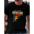 Plus Size Bowling Print Casual Short Sleeve Crew Neck Street Made USA T-Shirts