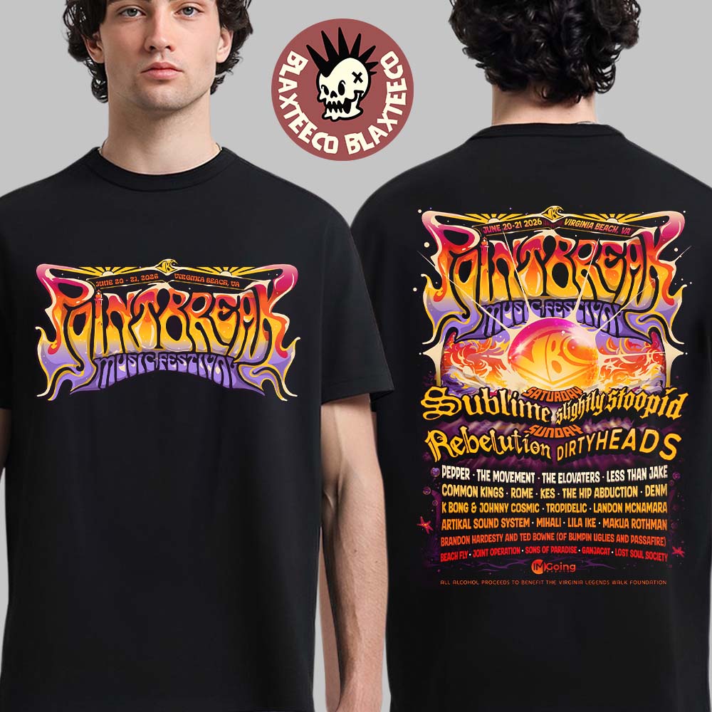 Point Break Festival 2026 Full Lineup In Virginia Beach Virginia On June 20 21 2026 Two Sided T-Shirt