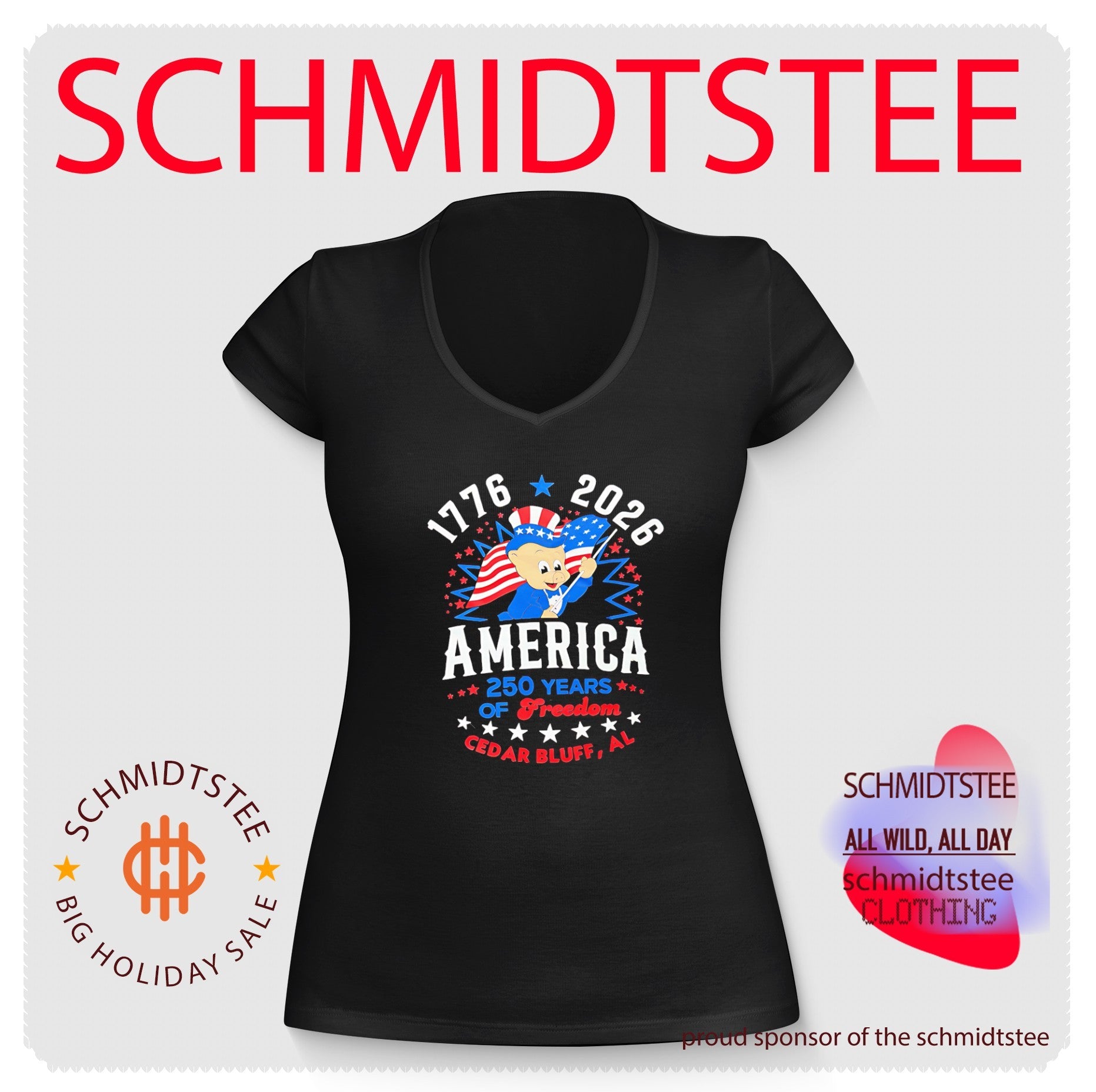 Porky Pig 1776-2026 America 250 Years of Freedom Cedar Bluff AL shirt