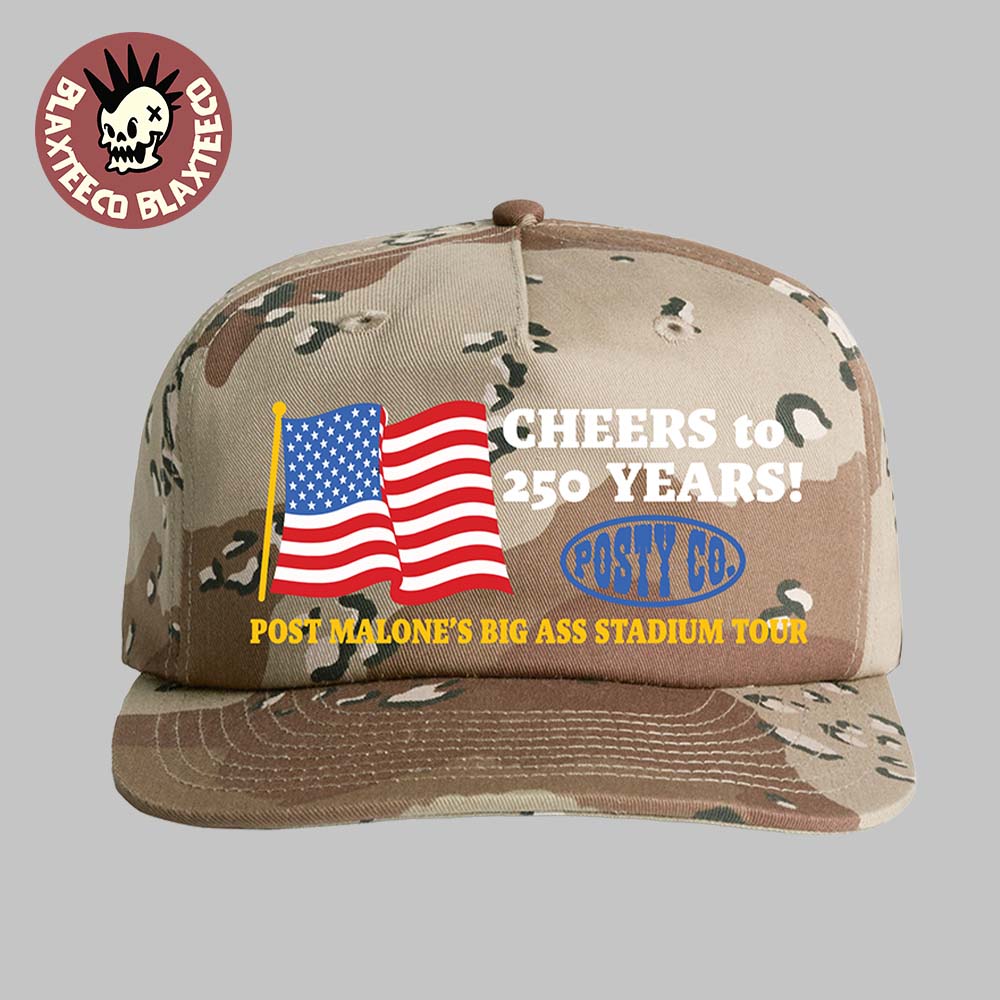 Post Malone Celebrate USA 4th Of July 2026 250 Big Ass World Tour Merch Camo Hat
