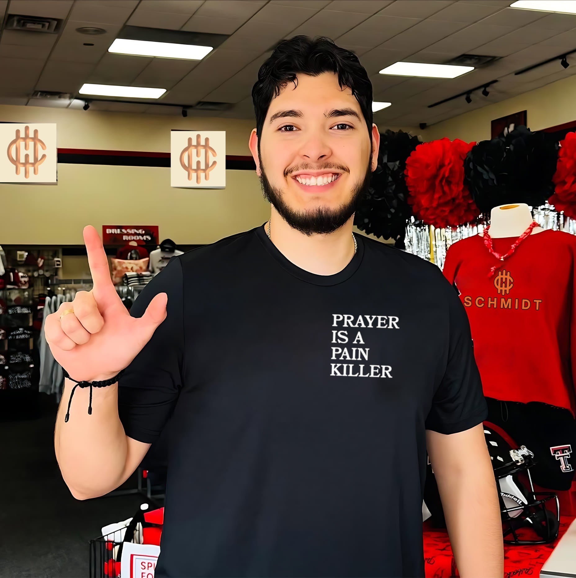 Prayer Is a Painkiller logo shirt