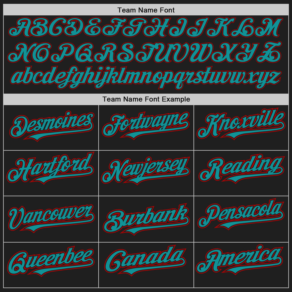 Custom Black Teal-Red Authentic Raglan Sleeves Baseball Jersey