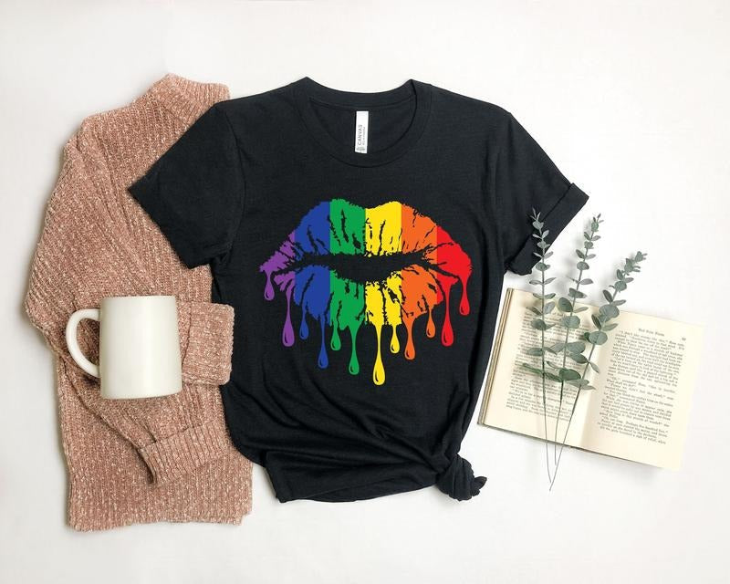 Rainbow Pride Rainbow Lips Shirt Lips Shirt LGBT Shirt Pride Shirt LGBT Pride Shirt Pride LGBT Love Is Love Shirt T-Shirts