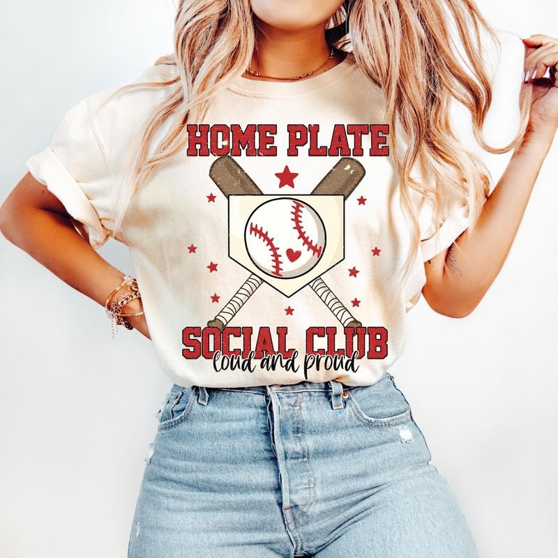 Retro Baseball Mama Home Plate Social Club Baseball Coquette Loud Proud Baseball Mom Game Day Sports T-Shirts
