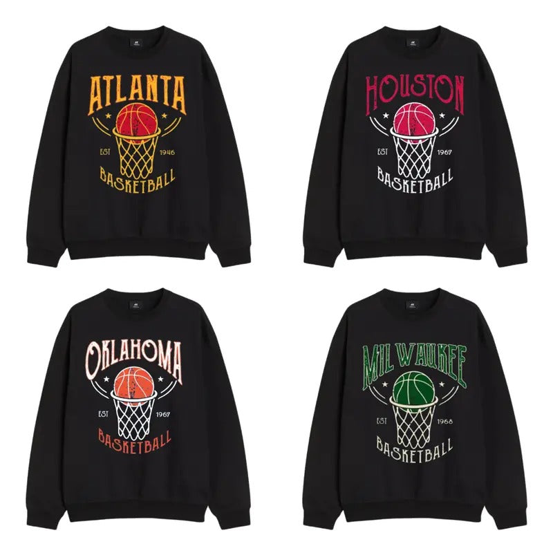 Retro Basketball Team Vintage Fans All Team Milwaukee Houston Oklahoma Atlanta T-Shirts