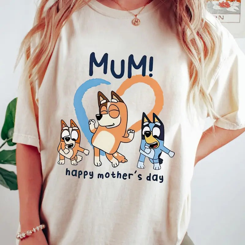 Retro Mom Blueyyy Shirt Blueyy Mom Life Funny Mom T Shirt BBlueyy Shirtstyle{N002}2 T-Shirts