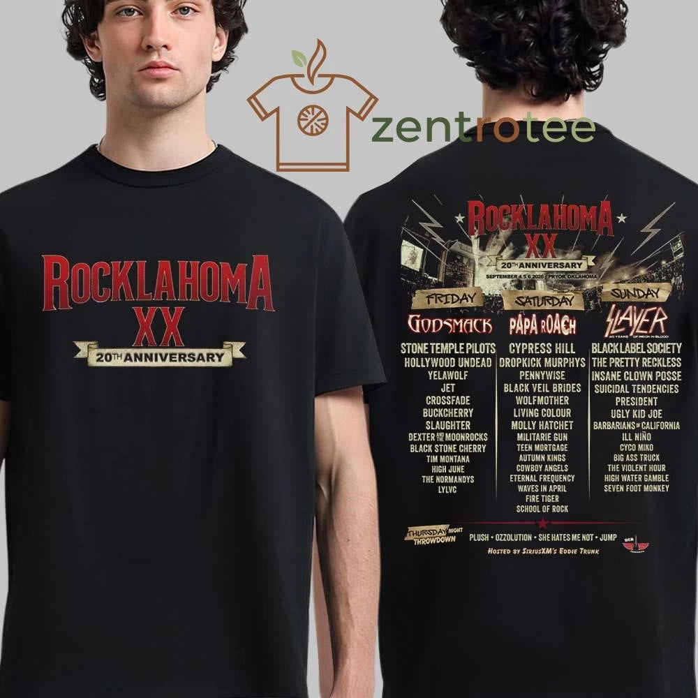 Rocklahoma 20th Anniversary 2026 Full Lineup In Pryor Oklahoma On September 4 5 6 2026 tee