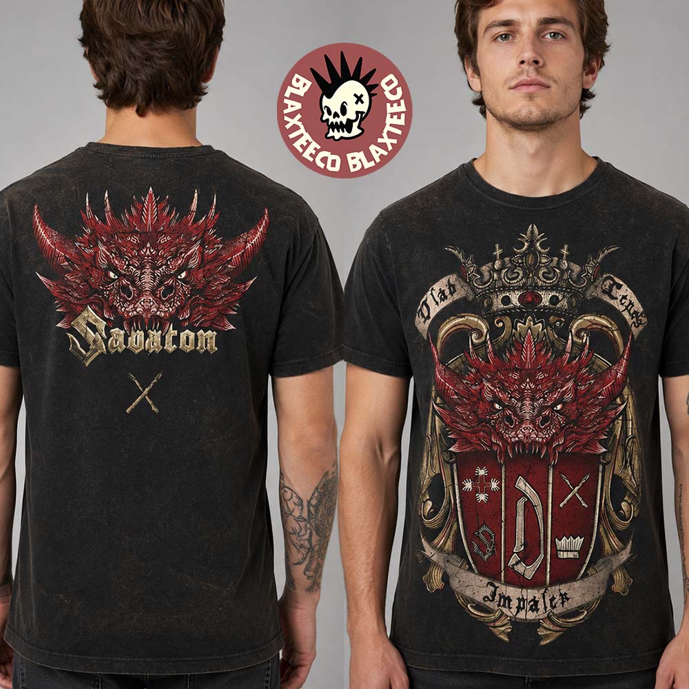 Sabaton Impaler Vlad Tepes Red Dragon Vintage T-Shirt