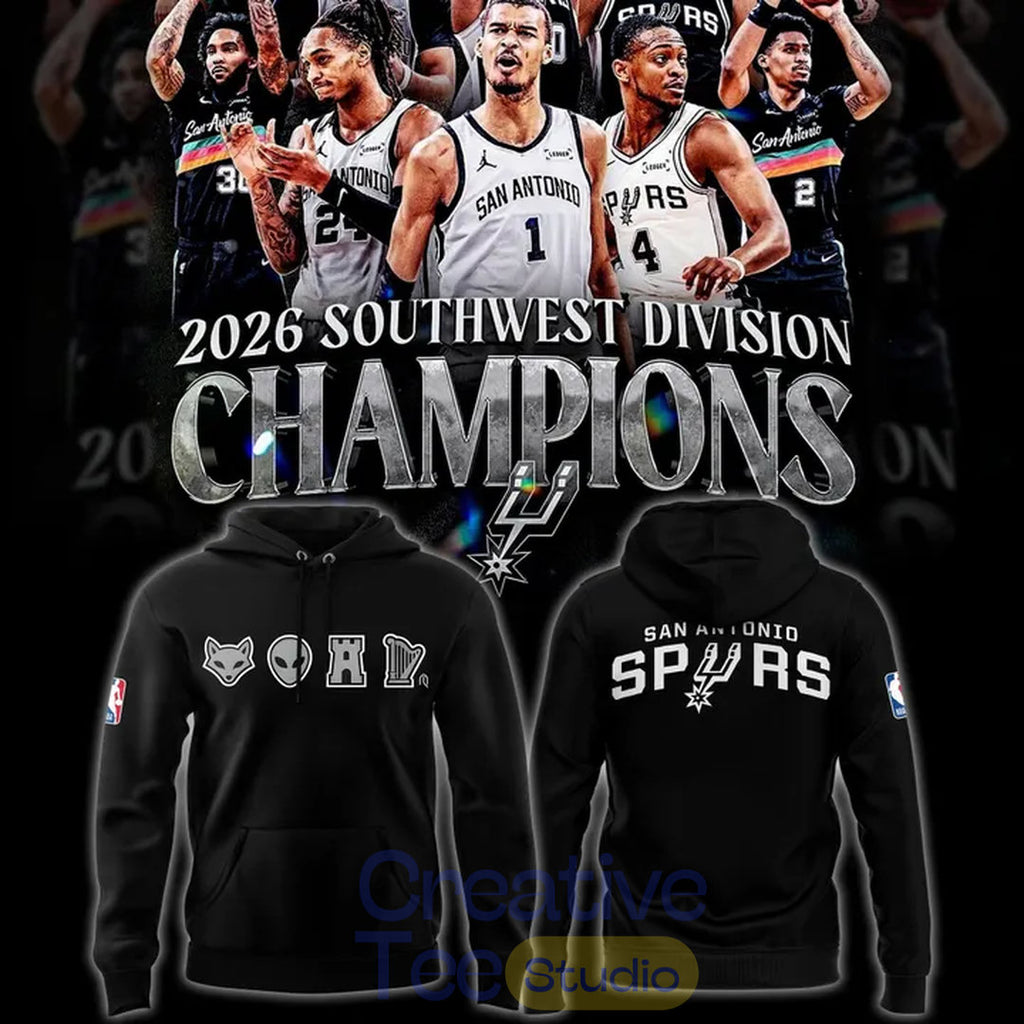 San Antonio Spurs Big 4 Icons 2026 Southwest Division Champions Hoodie