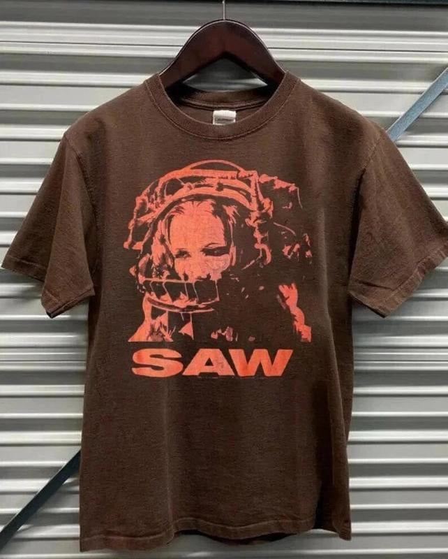Saw Reverse Bear Trap Movie Promo Vintage SAW Movie AN43800 Cotton Menswear T-Shirts