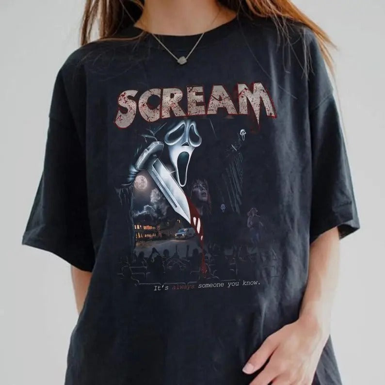 Scream Vintage Halloween Halloween Shirt Ghostface Shirts Horror Movie Halloween Party T-Shirts