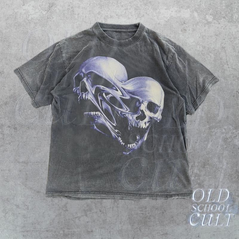 Screaming Skull Vintage 90s Shirt Skeleton Y2k Goth Retro 2000s Emo Clothes Nostalgia Melting Skull Streetwear T-Shirts