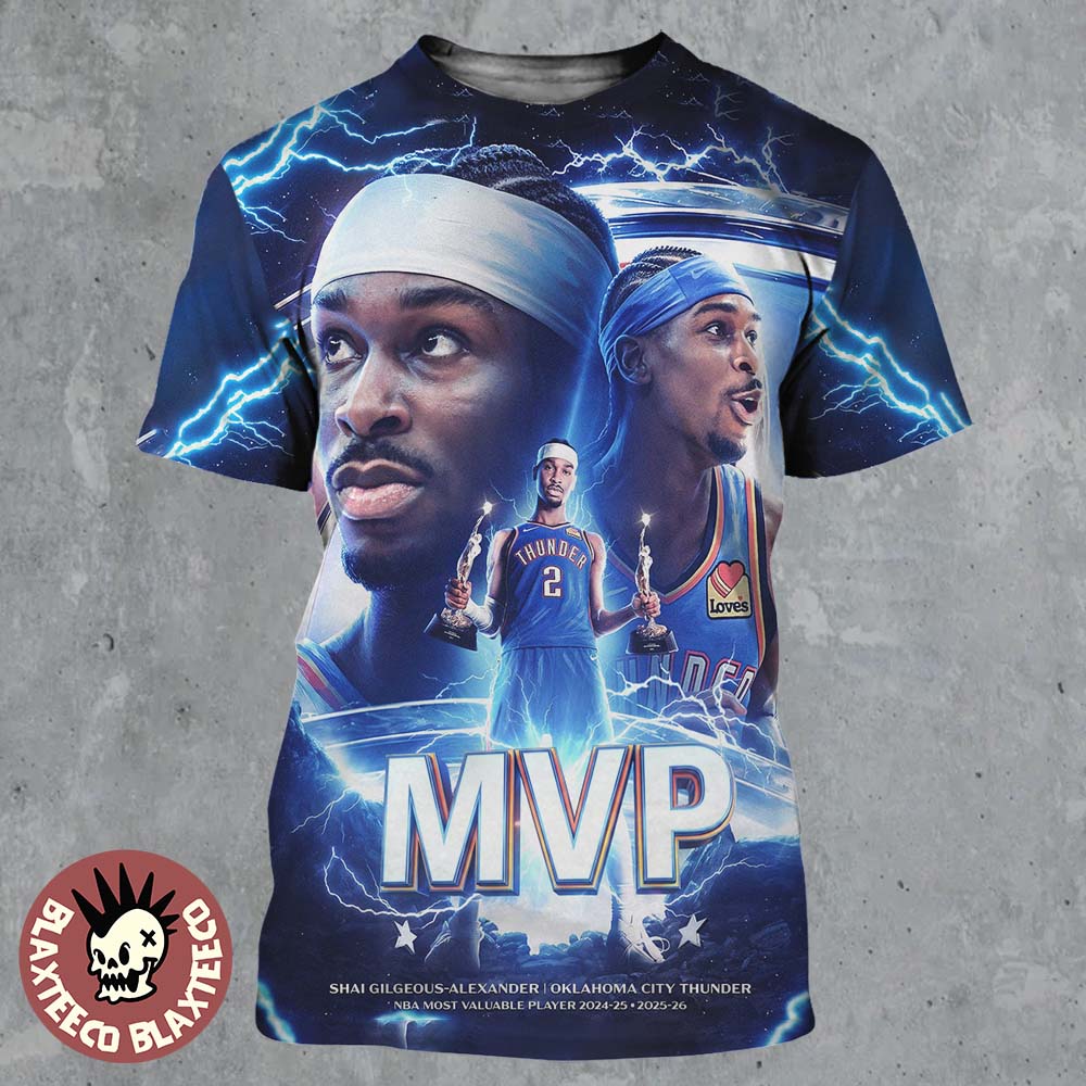 Shai Gilgeous Alexander SGA Oklahoma City Thunder 2026 NBA Back To Back MVP All Over Print Shirt