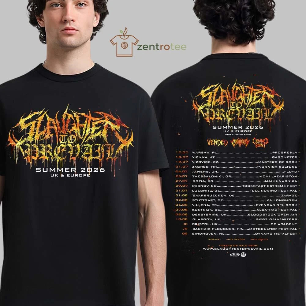 Slaughter To Prevail Summer 2026 UK And Europe Tour Schedule Dates tee