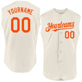 Custom Cream Orange Authentic Sleeveless Baseball Jersey