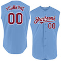 Custom Light Blue Crimson-White Authentic Sleeveless Baseball Jersey