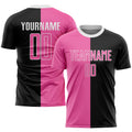 Custom Black Pink-White Sublimation Split Fashion Soccer Uniform Jersey
