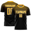 Custom Black Gold-White Halftone Dots Sublimation Soccer Uniform Jersey