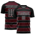 Custom Black Crimson-White Geometric Shapes And Line Sublimation Soccer Uniform Jersey