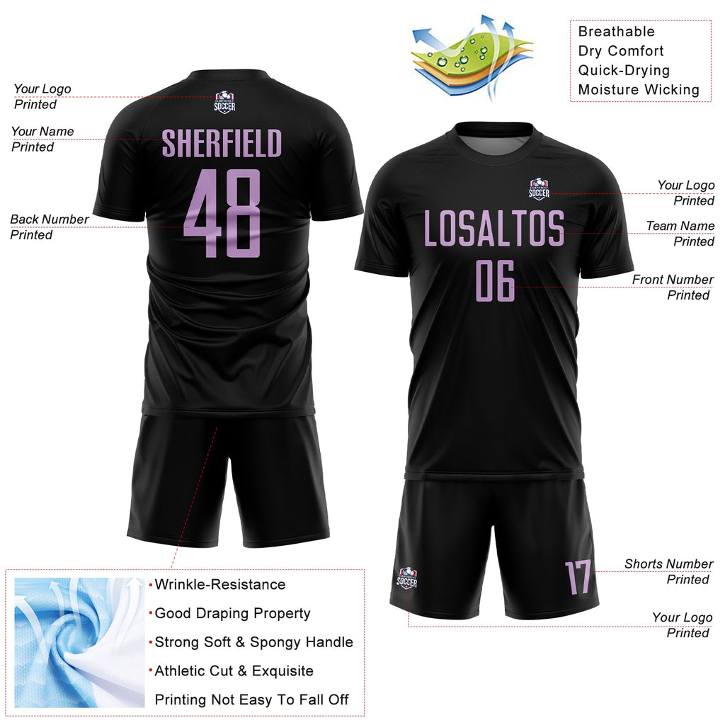 Custom Black Light Purple Sublimation Soccer Uniform Jersey