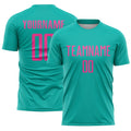 Custom Aqua Pink Sublimation Soccer Uniform Jersey