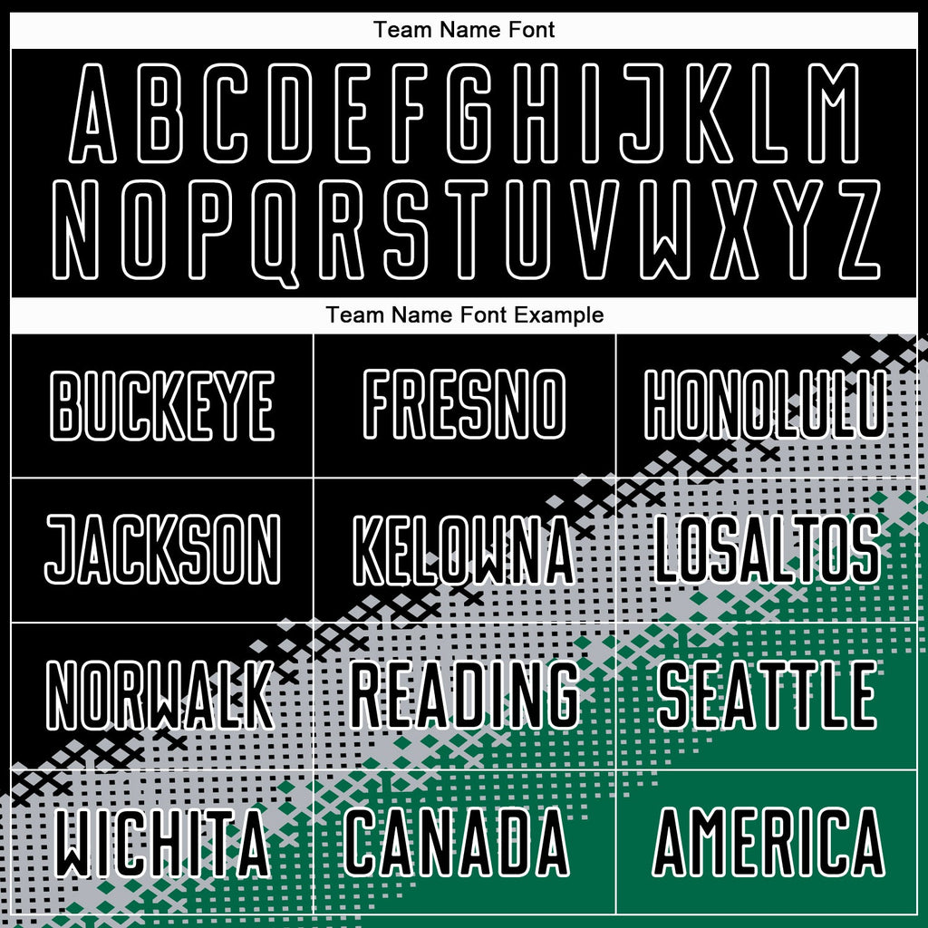 Custom Black Gray-Kelly Green Gradient Geometric Shape Sublimation Soccer Uniform Jersey