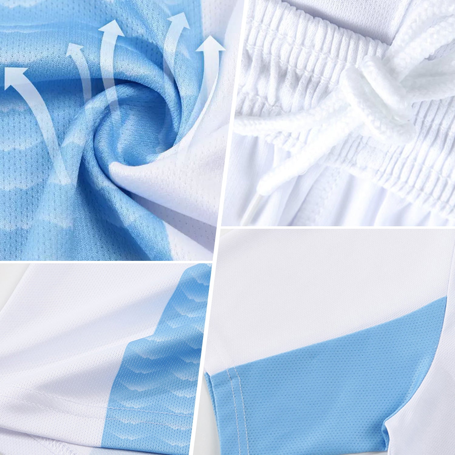 Custom Black Light Blue-White Gradient Scratch Splash Sublimation Soccer Uniform Jersey