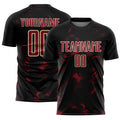 Custom Black Crimson-Cream Abstract Liquid Sublimation Soccer Uniform Jersey